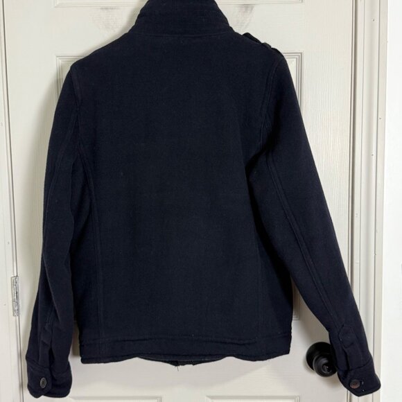 Abercrombie and Fitch Jacket Mens Large Blue Military Pockets Y2K Vintage Wool - Picture 2 of 12